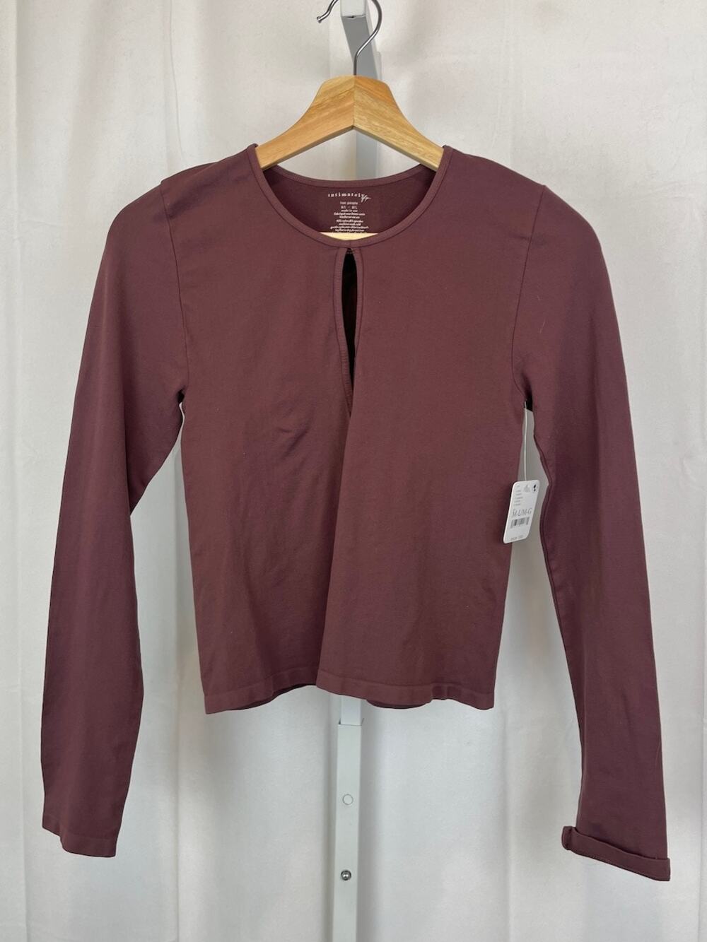NWT FREE PEOPLE Intimately Makes Sense Top Keyhole Long Sleeve Purple Size M L